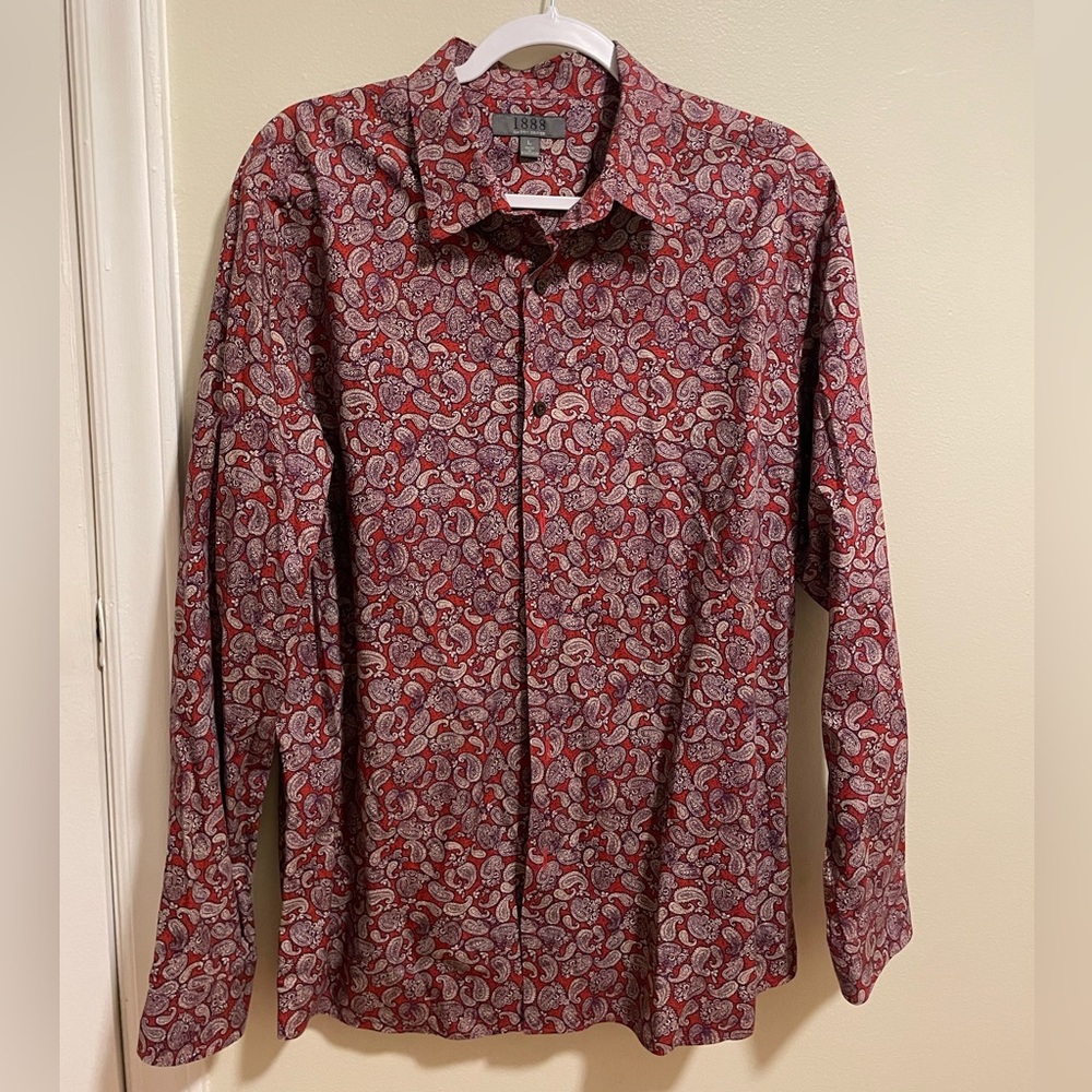 1888 Saddlebred Long-Sleeve Button-Down Paisley Shirt